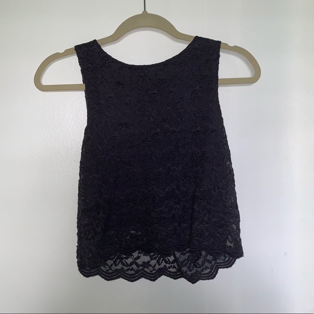 Free People Black Lace Cropped Tank Top